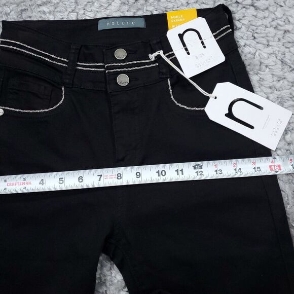 Nature Denim Kancan Ankle Skinny High Rise Jeans Chain Black Size 3 25 Stretch - Picture 10 of 11